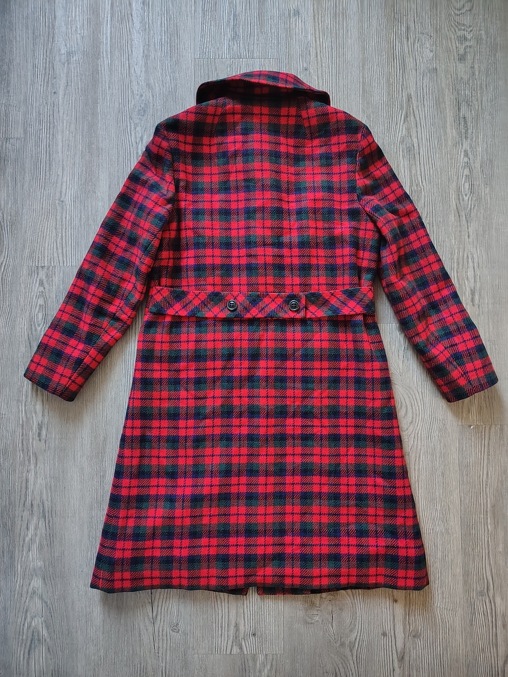 VTG Pendleton Women's Red Tartan Plaid Pure Virgin Wool Midi Pea Coat Sz 6/8 USA - Picture 10 of 12